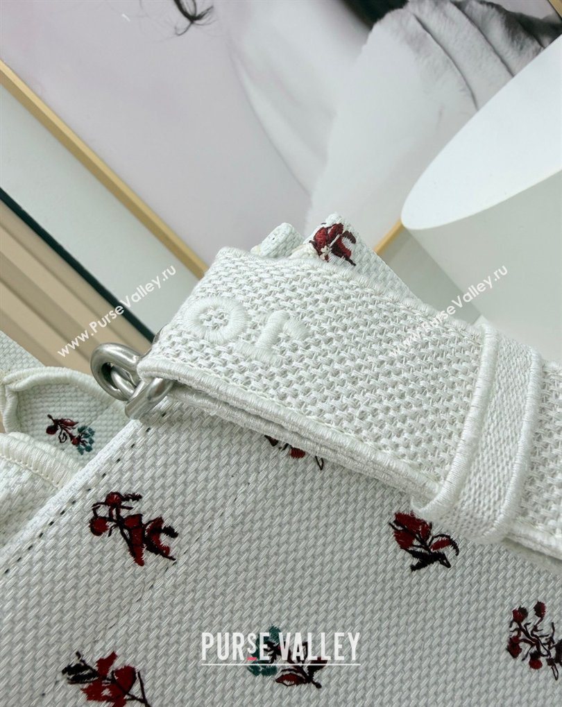 Dior Medium Book Tote Bag in White Revolution Flowers Embroidery with Dior Medaillon 2026 8834 (BF-260408132)