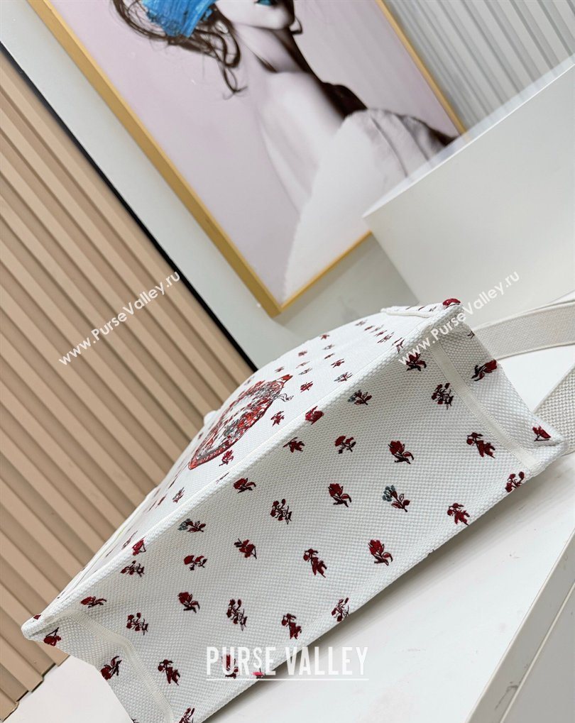 Dior Medium Book Tote Bag in White Revolution Flowers Embroidery with Dior Medaillon 2026 8834 (BF-260408132)