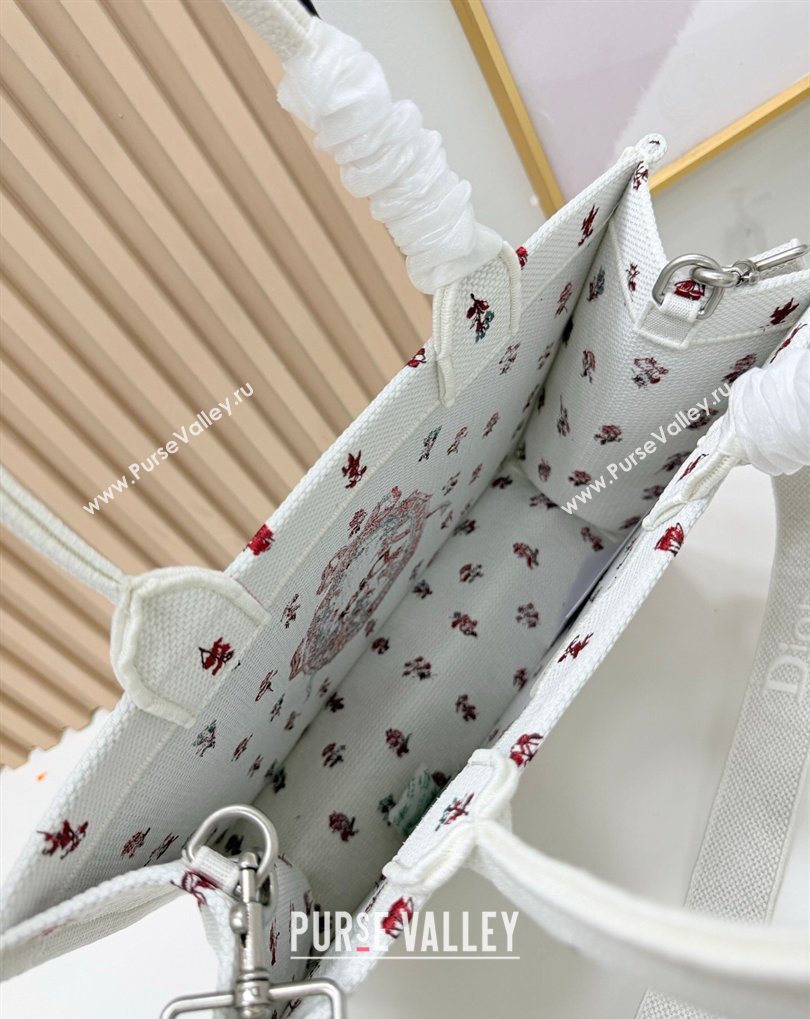 Dior Medium Book Tote Bag in White Revolution Flowers Embroidery with Dior Medaillon 2026 8834 (BF-260408132)