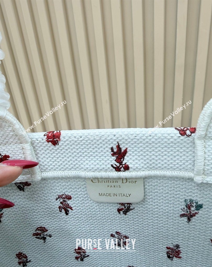 Dior Medium Book Tote Bag in White Revolution Flowers Embroidery with Dior Medaillon 2026 8834 (BF-260408132)
