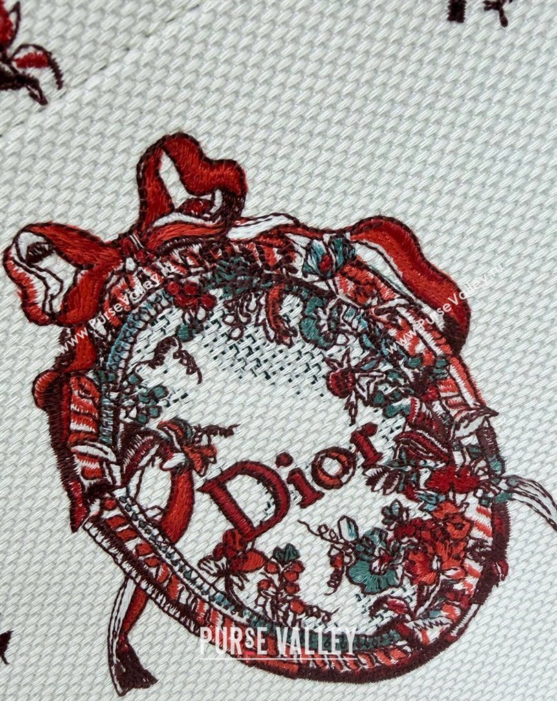 Dior Small Book Tote Bag in White Revolution Flowers Embroidery with Dior Medaillon 2026 8835 (BF-260408133)