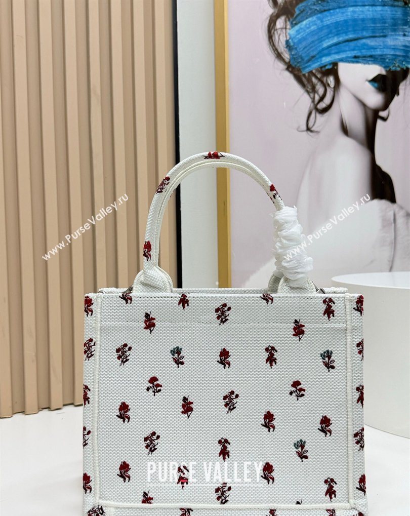 Dior Small Book Tote Bag in White Revolution Flowers Embroidery with Dior Medaillon 2026 8835 (BF-260408133)