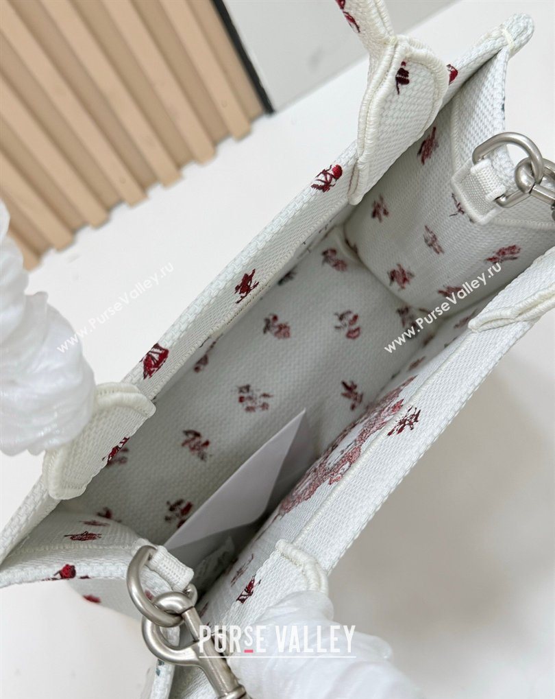 Dior Small Book Tote Bag in White Revolution Flowers Embroidery with Dior Medaillon 2026 8835 (BF-260408133)