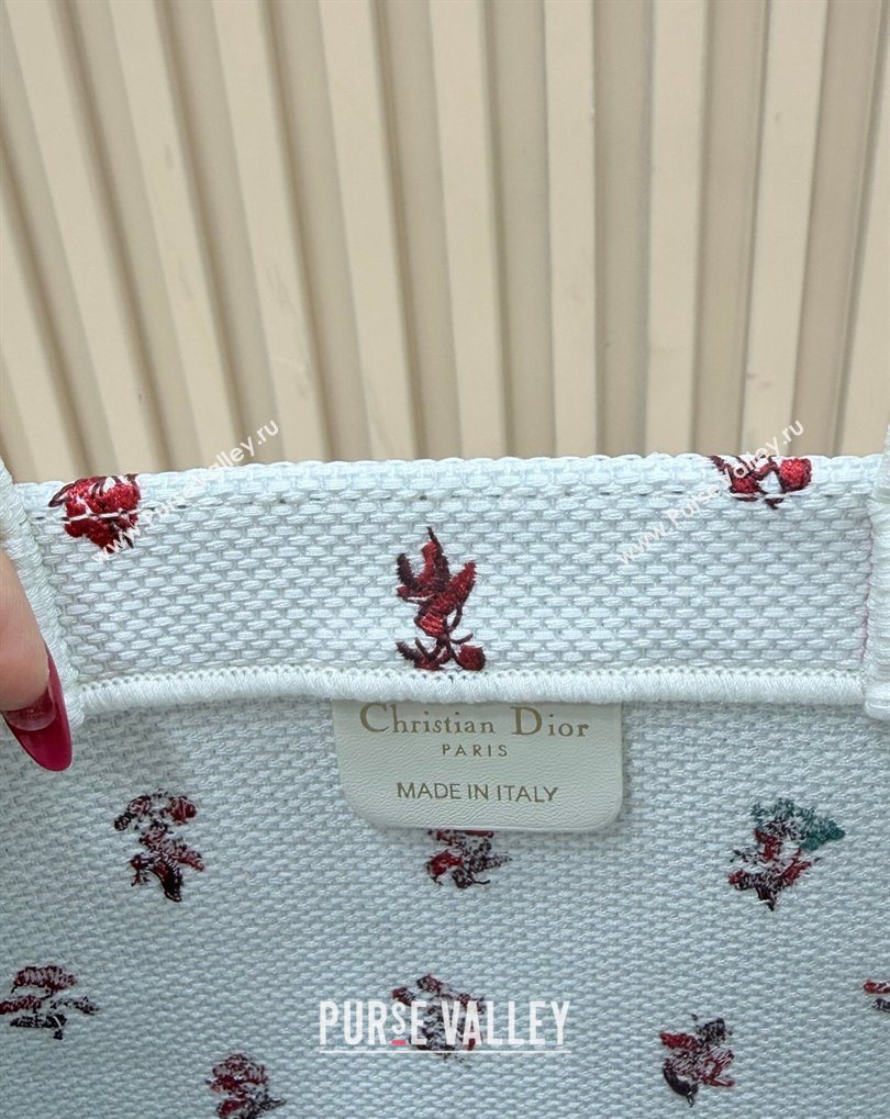 Dior Small Book Tote Bag in White Revolution Flowers Embroidery with Dior Medaillon 2026 8835 (BF-260408133)