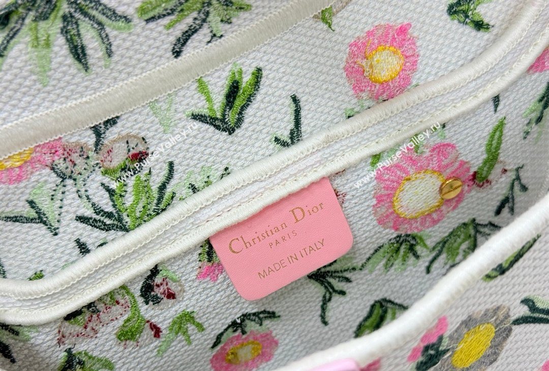 Dior Medium Saddle Bag with Strap in Multicolor White Daisy Garden Embroider 2026 D9930 (XXG-260408112)
