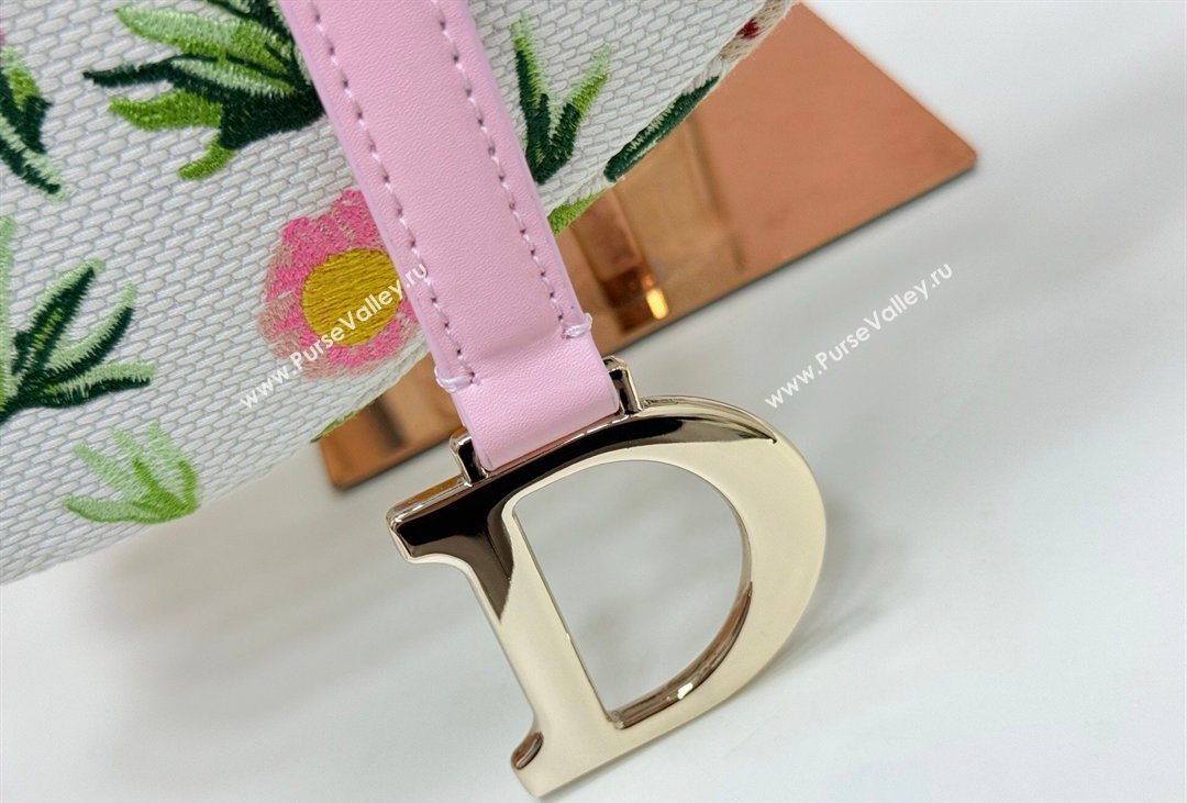 Dior Medium Saddle Bag with Strap in Multicolor White Daisy Garden Embroider 2026 D9930 (XXG-260408112)