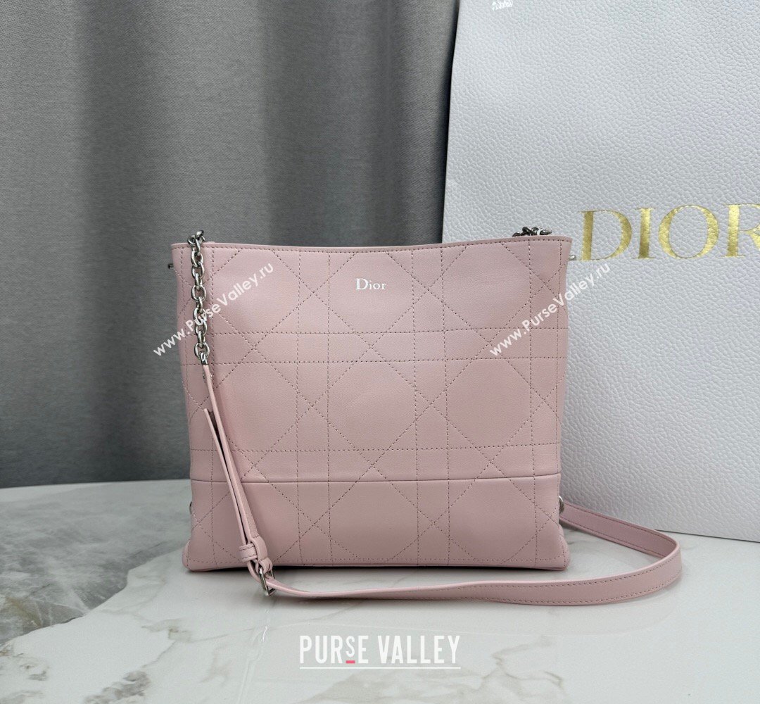 Dior Trianon Bucket Bag with Chain in Flat Macrocannage Lambskin Leather Pink 2026 M0179 (BF-260409001)