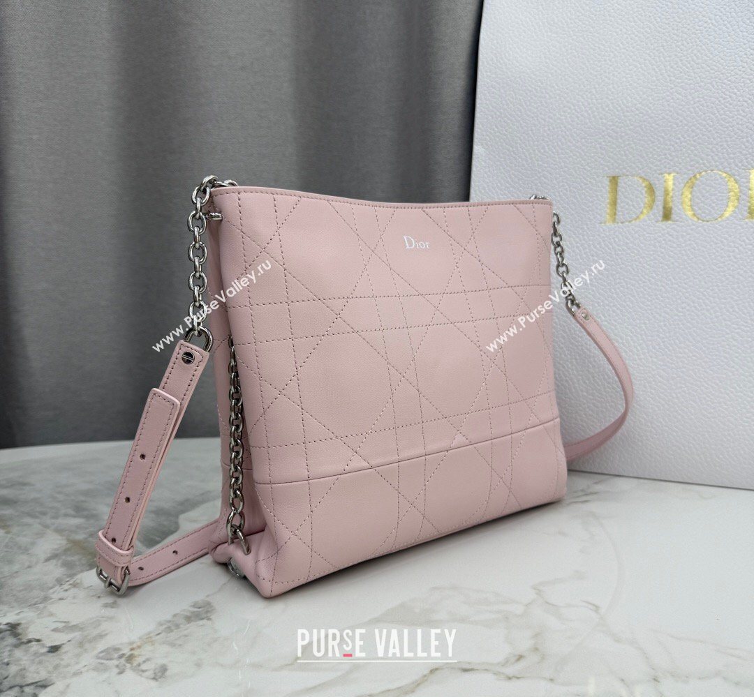 Dior Trianon Bucket Bag with Chain in Flat Macrocannage Lambskin Leather Pink 2026 M0179 (BF-260409001)