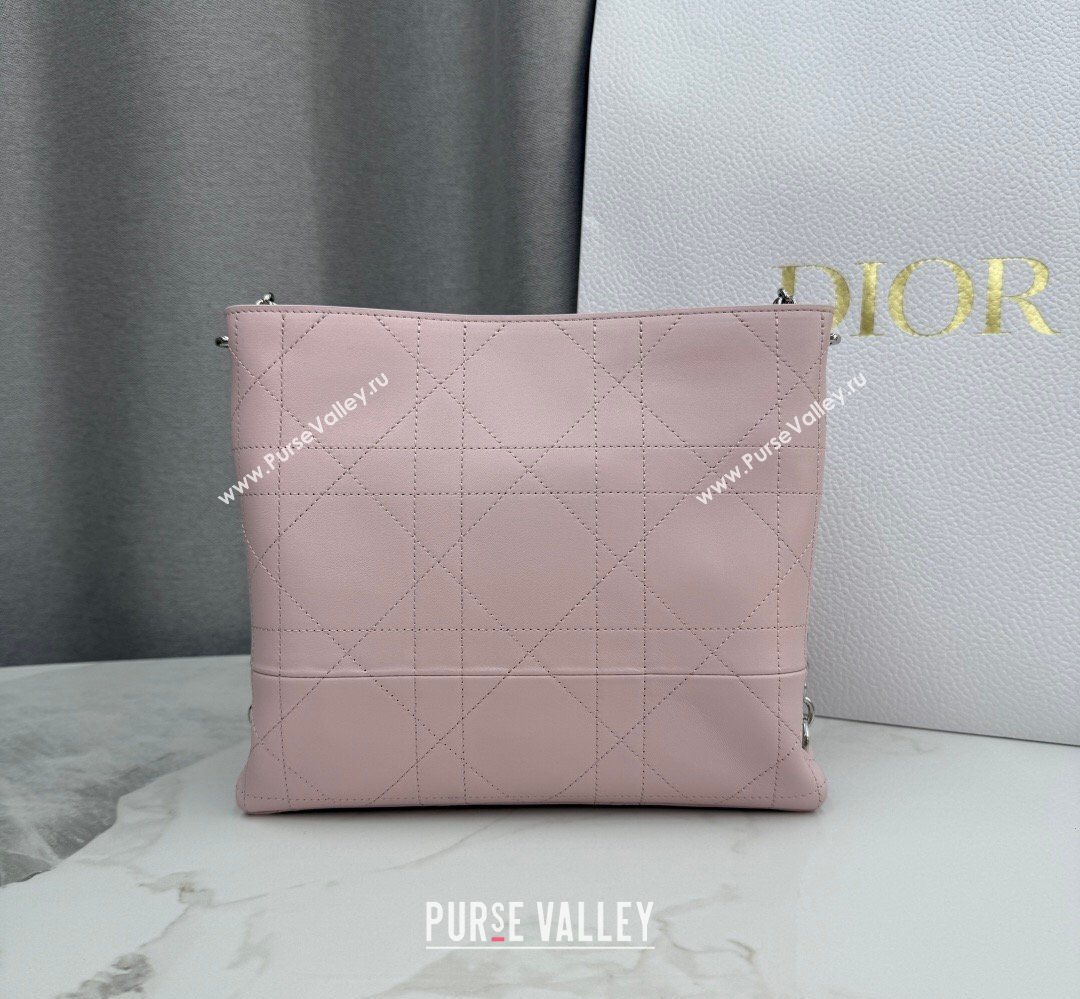 Dior Trianon Bucket Bag with Chain in Flat Macrocannage Lambskin Leather Pink 2026 M0179 (BF-260409001)