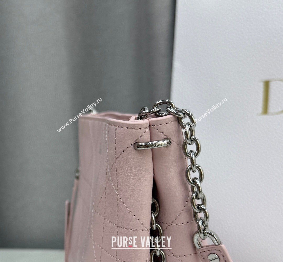 Dior Trianon Bucket Bag with Chain in Flat Macrocannage Lambskin Leather Pink 2026 M0179 (BF-260409001)