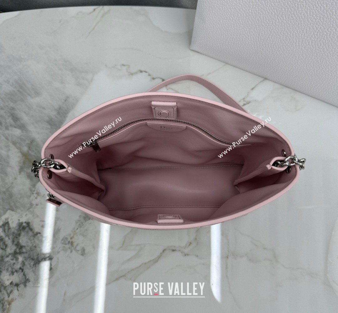 Dior Trianon Bucket Bag with Chain in Flat Macrocannage Lambskin Leather Pink 2026 M0179 (BF-260409001)