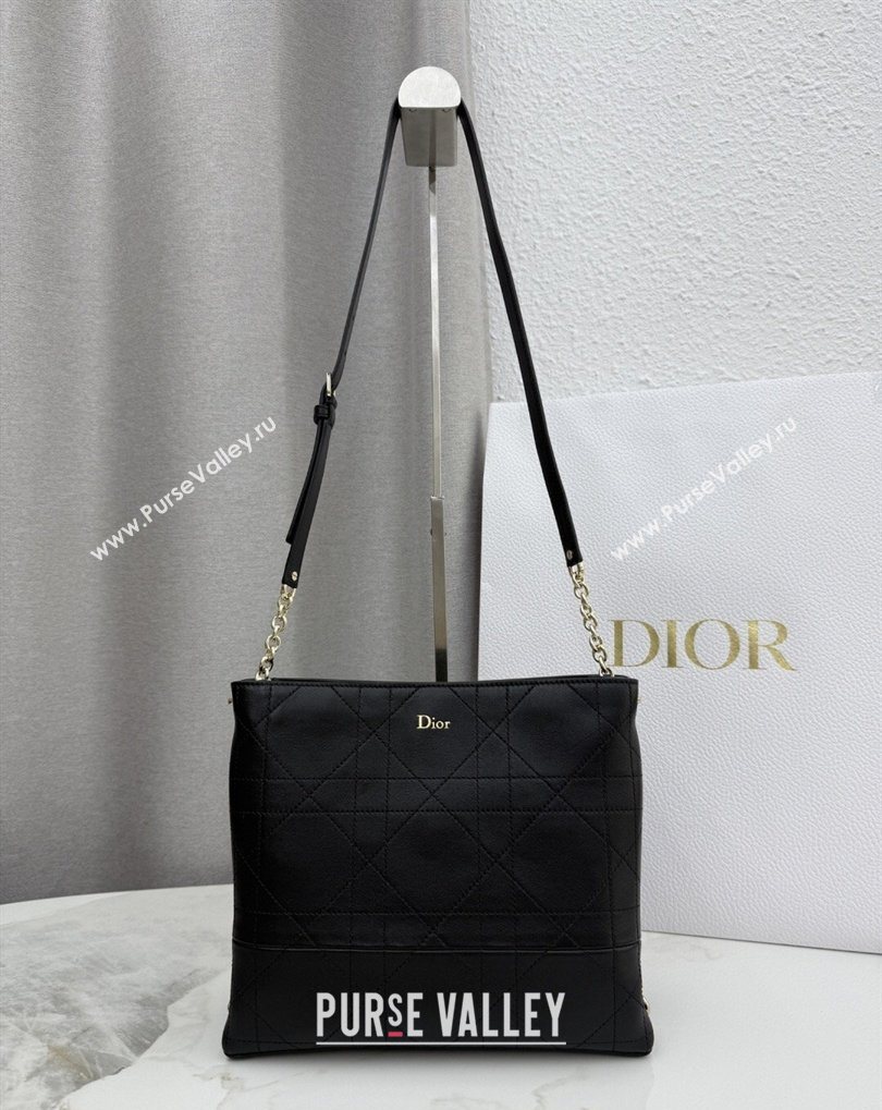 Dior Trianon Bucket Bag with Chain in Flat Macrocannage Lambskin Leather Black 2026 M0179 (BF-260409002)