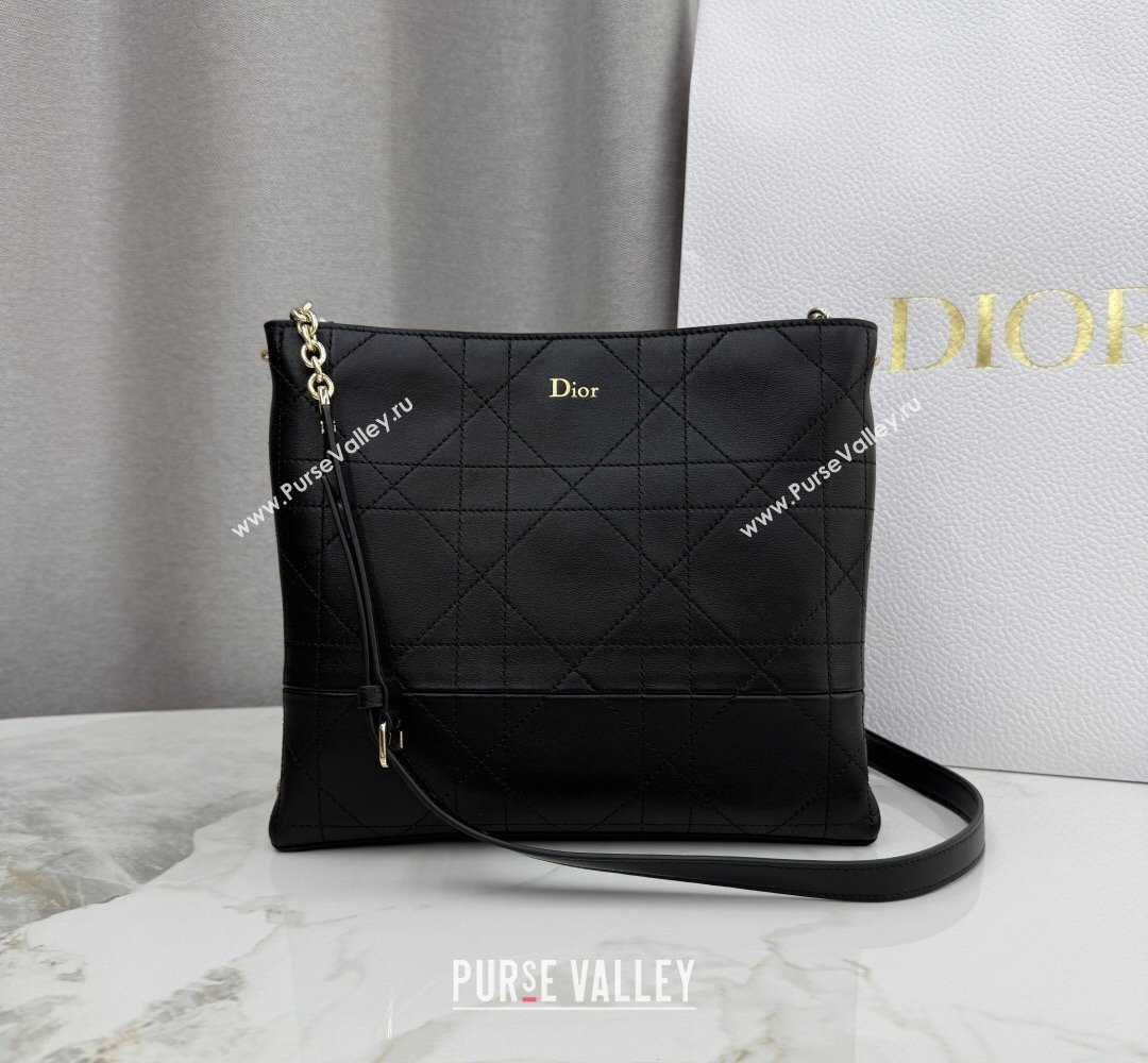 Dior Trianon Bucket Bag with Chain in Flat Macrocannage Lambskin Leather Black 2026 M0179 (BF-260409002)