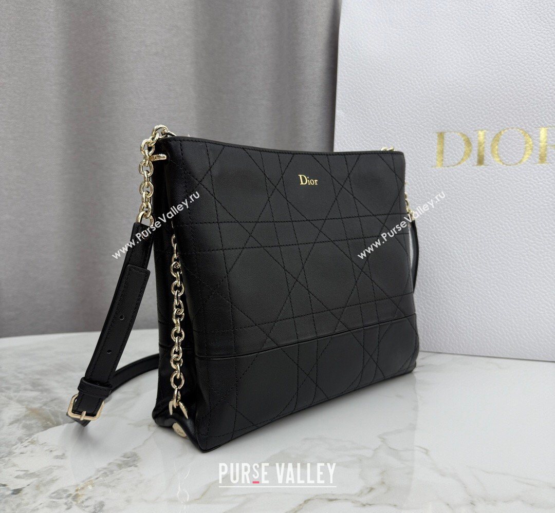 Dior Trianon Bucket Bag with Chain in Flat Macrocannage Lambskin Leather Black 2026 M0179 (BF-260409002)
