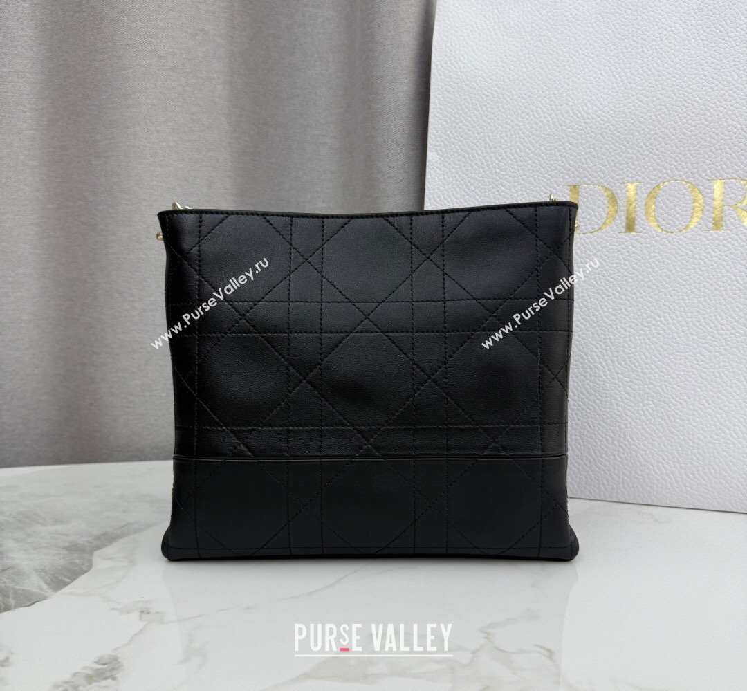 Dior Trianon Bucket Bag with Chain in Flat Macrocannage Lambskin Leather Black 2026 M0179 (BF-260409002)