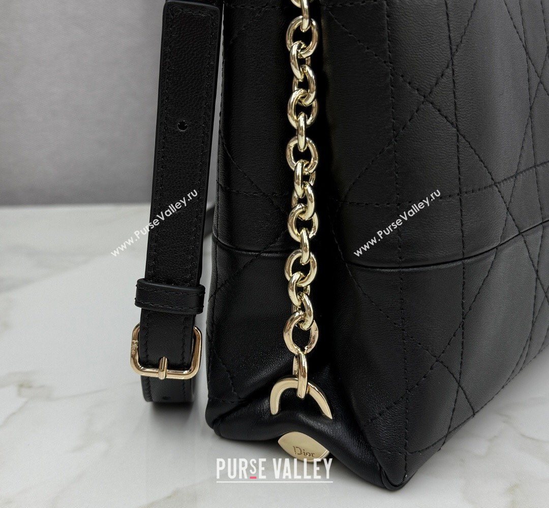 Dior Trianon Bucket Bag with Chain in Flat Macrocannage Lambskin Leather Black 2026 M0179 (BF-260409002)