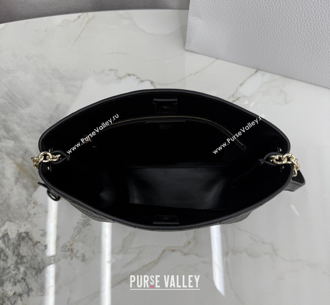 Dior Trianon Bucket Bag with Chain in Flat Macrocannage Lambskin Leather Black 2026 M0179 (BF-260409002)