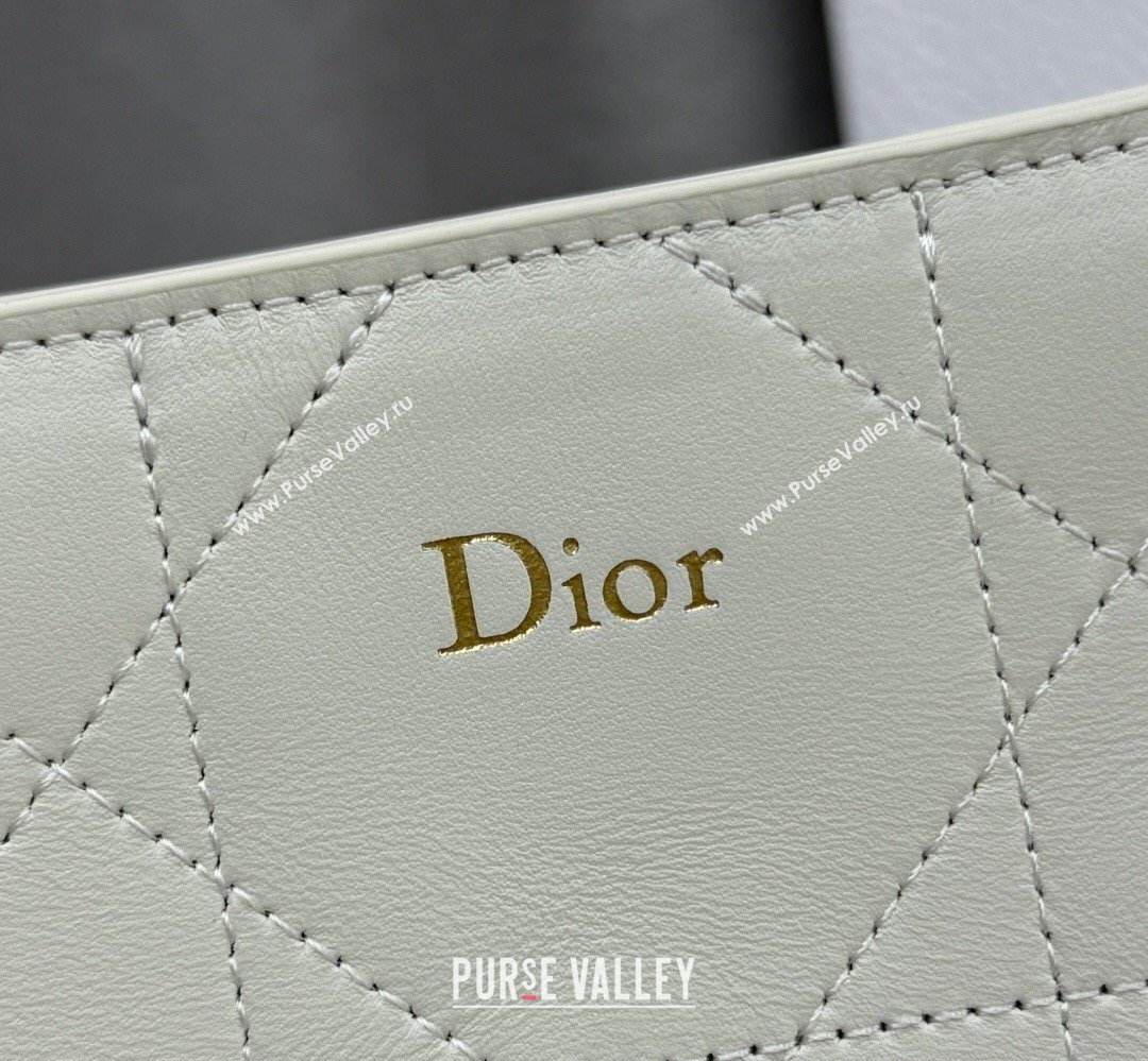 Dior Trianon Bucket Bag with Chain in Flat Macrocannage Lambskin Leather White 2026 M0179 (BF-260409003)