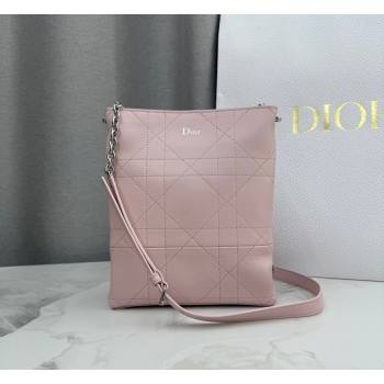 Dior Small Trianon Bucket Bag with Chain in Flat Macrocannage Lambskin Leather Pink 2026 M0178 (BF-260409004)