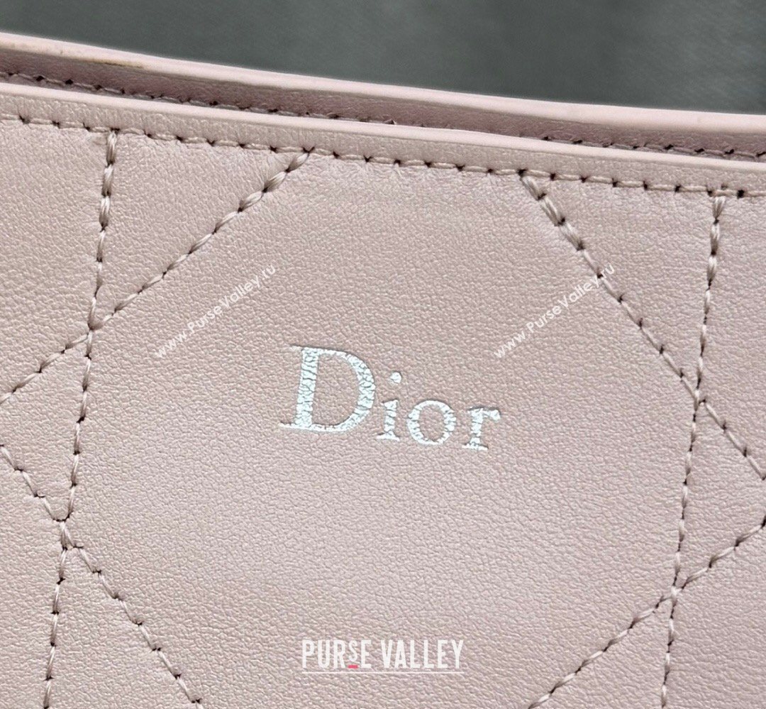 Dior Small Trianon Bucket Bag with Chain in Flat Macrocannage Lambskin Leather Pink 2026 M0178 (BF-260409004)