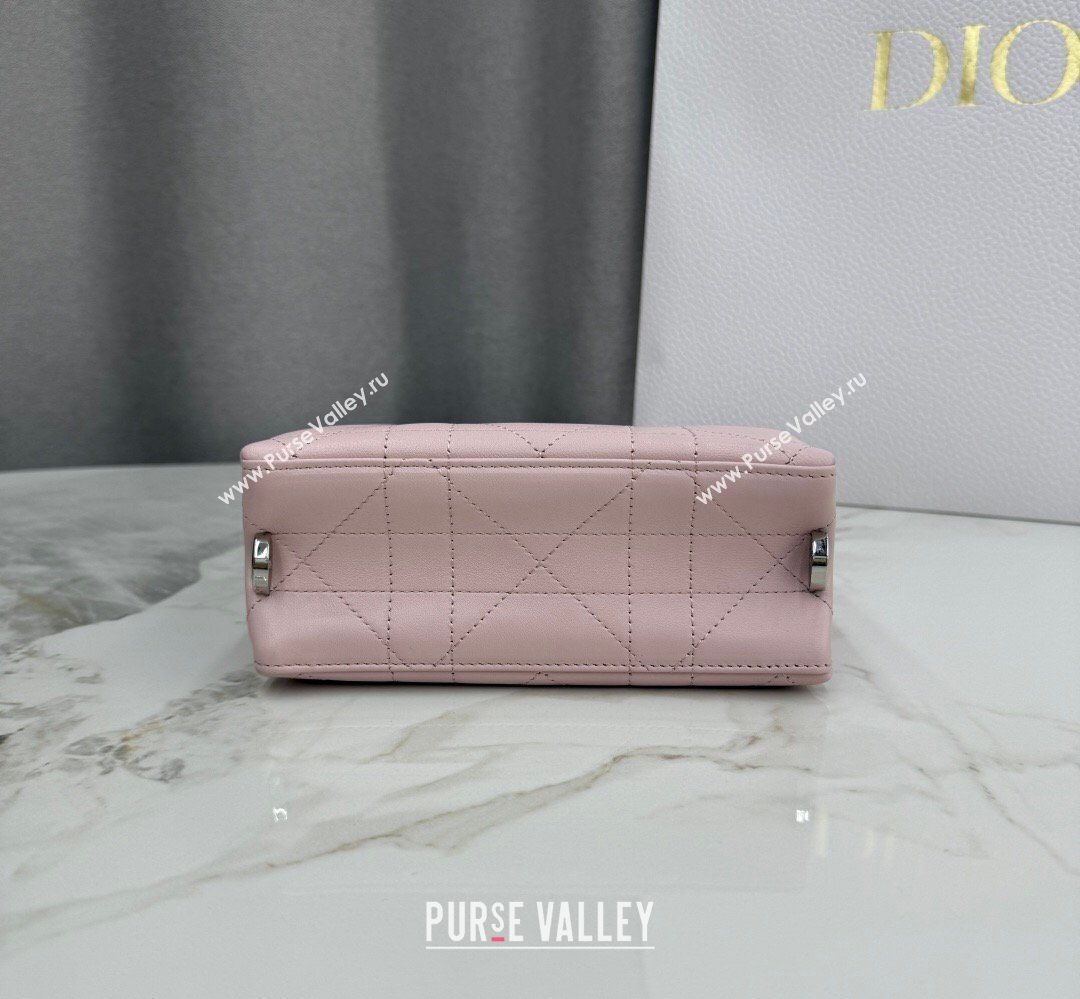 Dior Small Trianon Bucket Bag with Chain in Flat Macrocannage Lambskin Leather Pink 2026 M0178 (BF-260409004)
