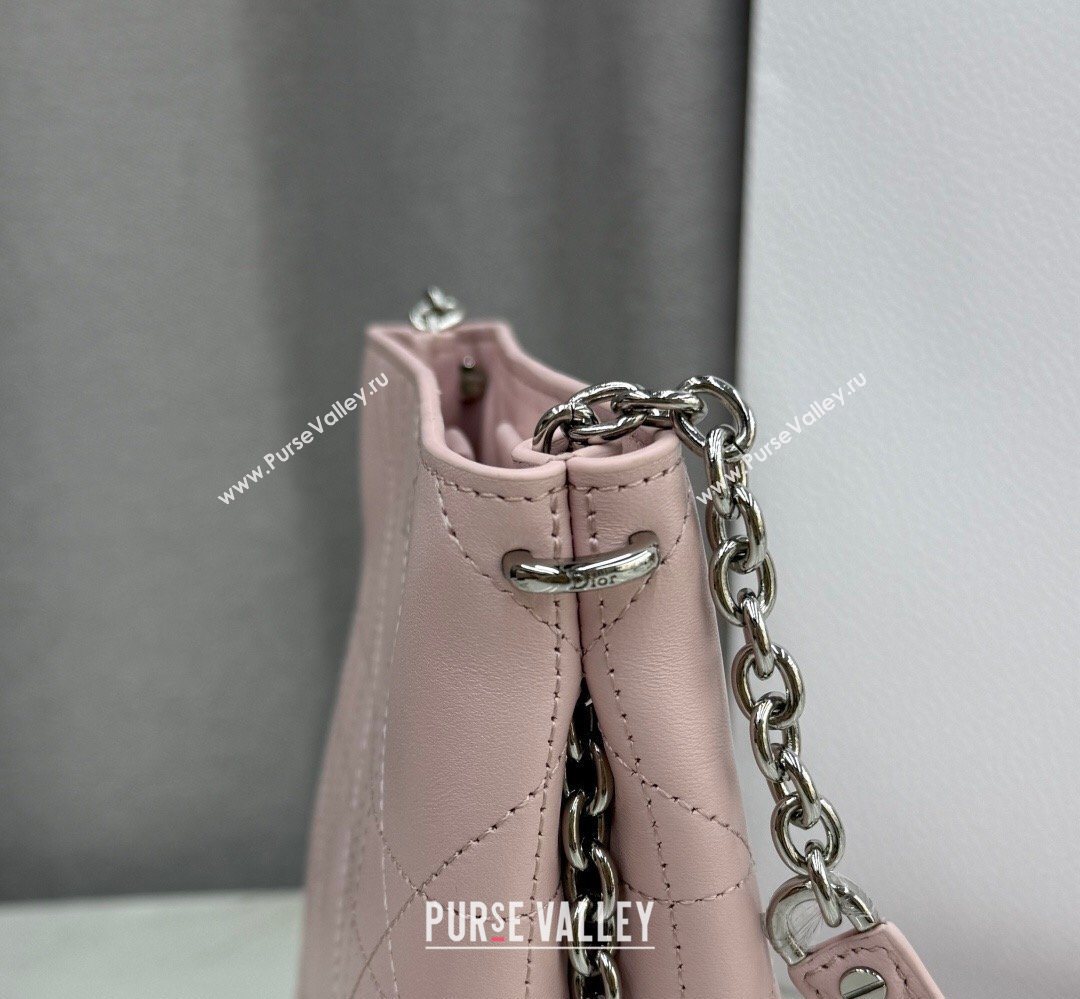 Dior Small Trianon Bucket Bag with Chain in Flat Macrocannage Lambskin Leather Pink 2026 M0178 (BF-260409004)