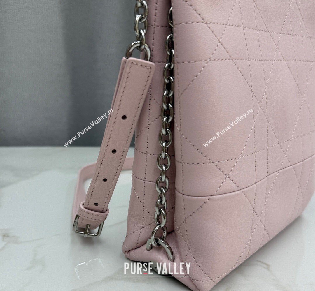 Dior Small Trianon Bucket Bag with Chain in Flat Macrocannage Lambskin Leather Pink 2026 M0178 (BF-260409004)