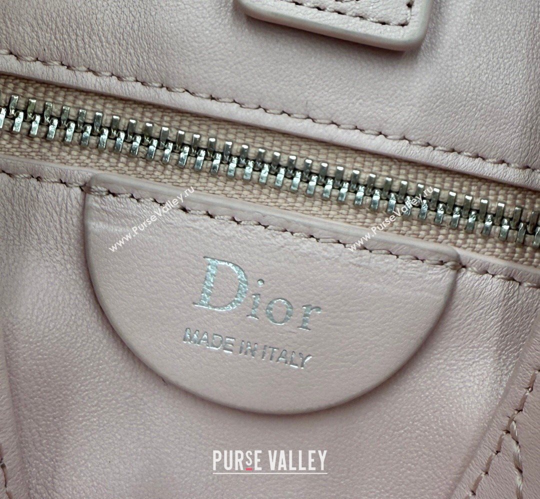 Dior Small Trianon Bucket Bag with Chain in Flat Macrocannage Lambskin Leather Pink 2026 M0178 (BF-260409004)