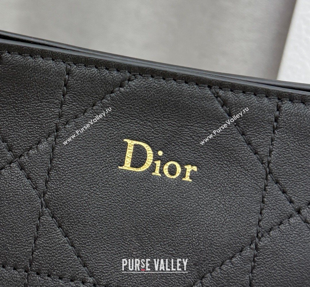 Dior Small Trianon Bucket Bag with Chain in Flat Macrocannage Lambskin Leather Black 2026 M0178 (BF-260409005)