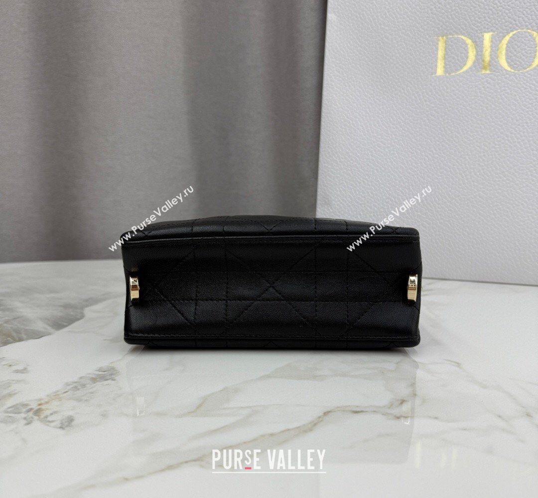 Dior Small Trianon Bucket Bag with Chain in Flat Macrocannage Lambskin Leather Black 2026 M0178 (BF-260409005)