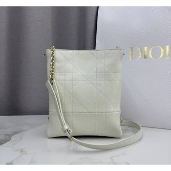 Dior Small Trianon Bucket Bag with Chain in Flat Macrocannage Lambskin Leather White 2026 M0178 (BF-260409006)