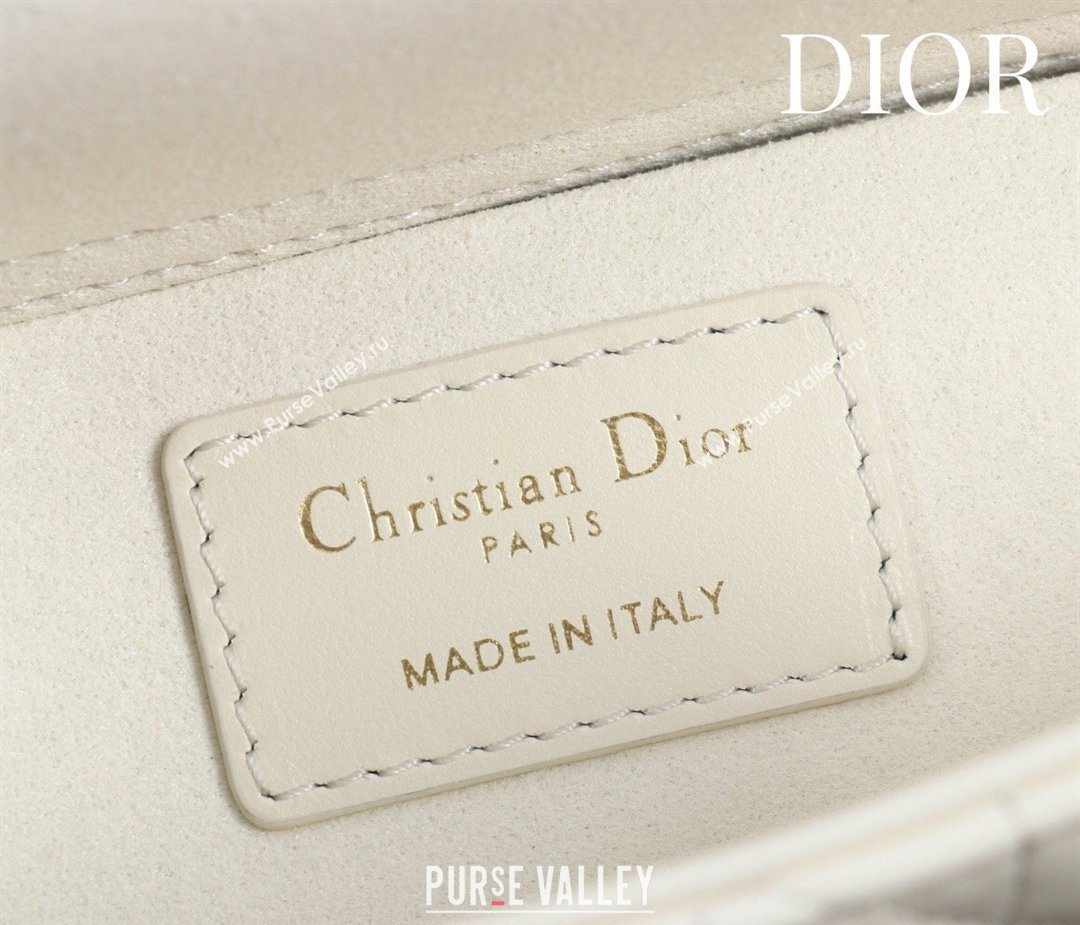 Dior Small Lady D-Joy Bag in Cannage Lambskin with Bow White/Black 2026 D9240 (XXG-260408088)
