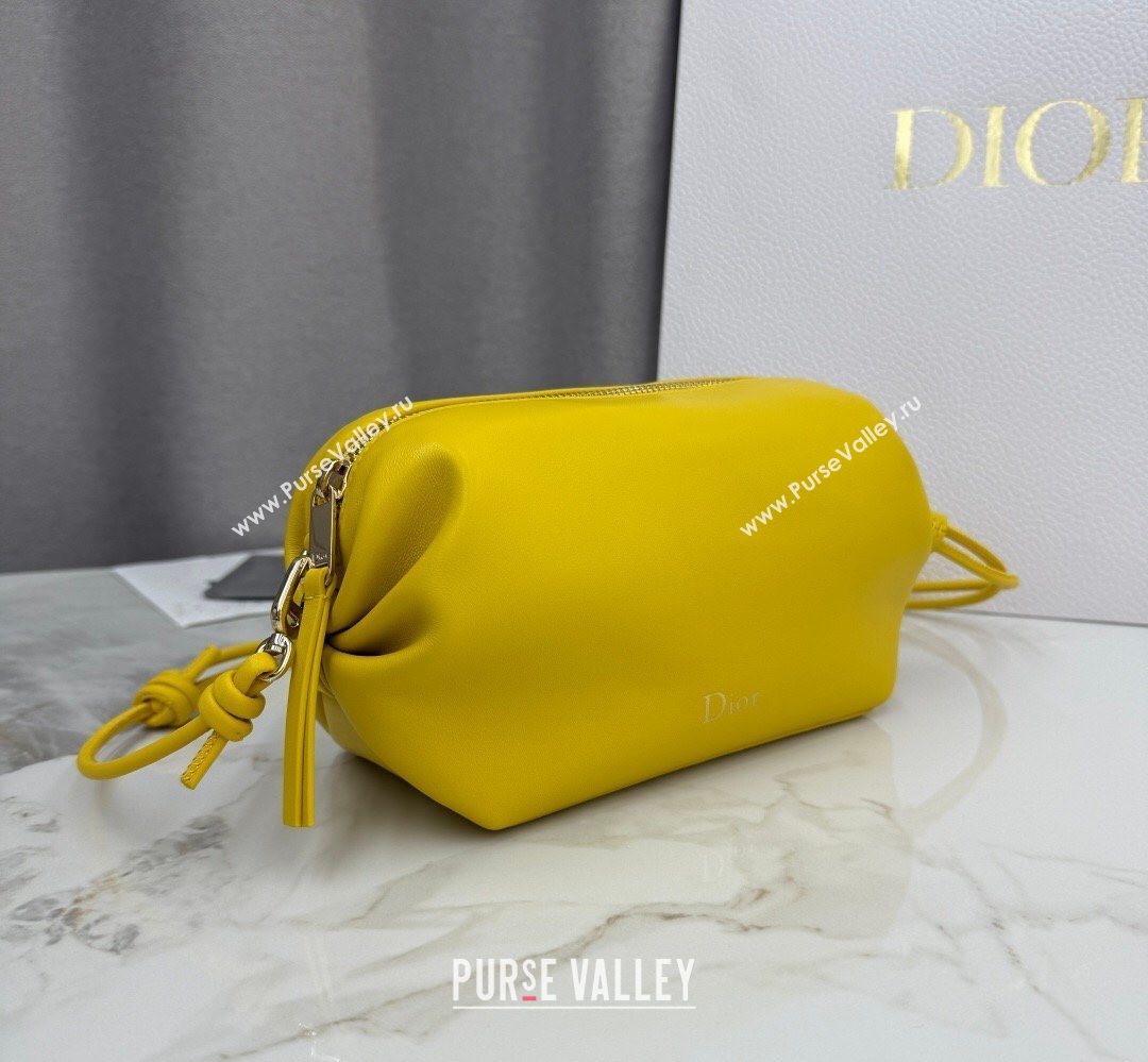 Dior Bow Pouch Bag in Lambskin Leather Yellow 2026 S3900 (BF-260409009)