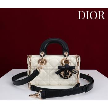 Dior Mini Lady D-Joy Bag in Cannage Lambskin with Bow White/Black 2026 D9240 (XXG-260408089)