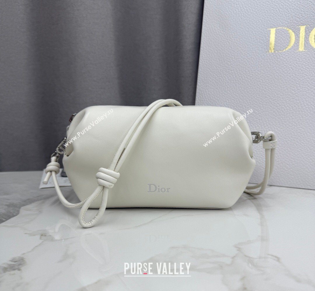 Dior Bow Pouch Bag in Lambskin Leather White 2026 S3900 (BF-260409010)