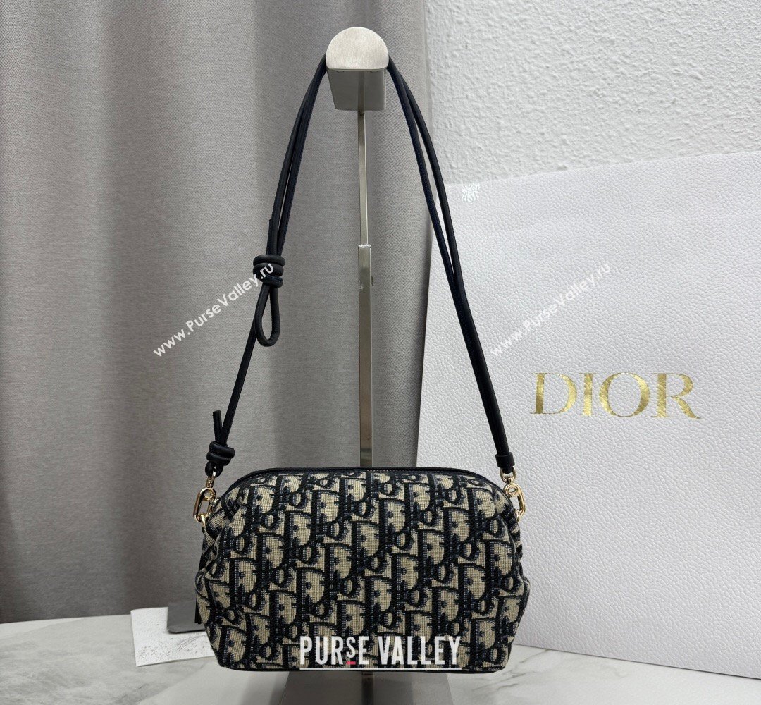 Dior Bow Pouch Bag in Blue Dior Oblique Jacquard 2026 S3900 (BF-260409012)