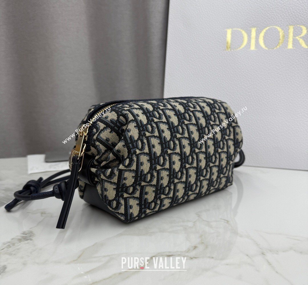 Dior Bow Pouch Bag in Blue Dior Oblique Jacquard 2026 S3900 (BF-260409012)