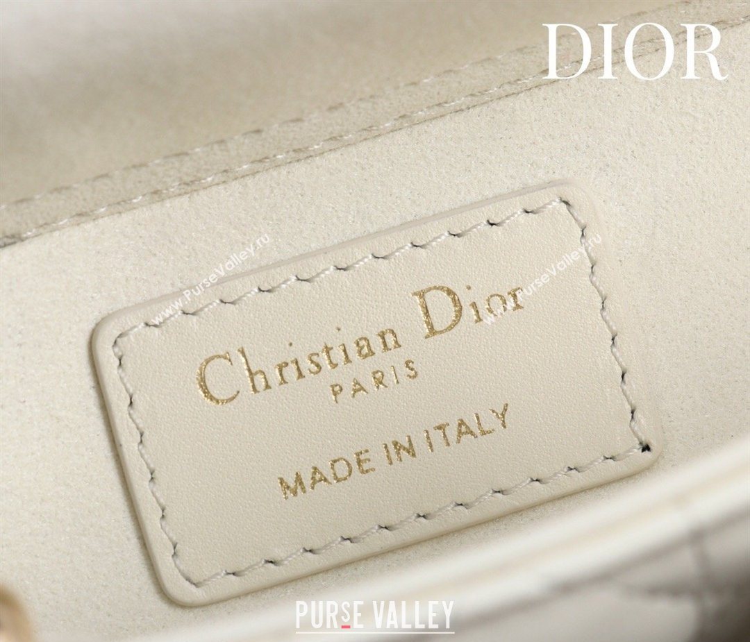 Dior Mini Lady D-Joy Bag in Cannage Lambskin with Bow White/Black 2026 D9240 (XXG-260408089)