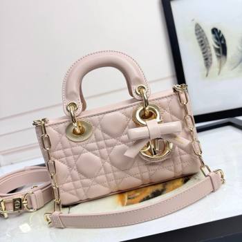 Dior Mini Lady D-Joy Bag in Cannage Lambskin with Bow Blush Pink 2026 D9240 (XXG-260408090)