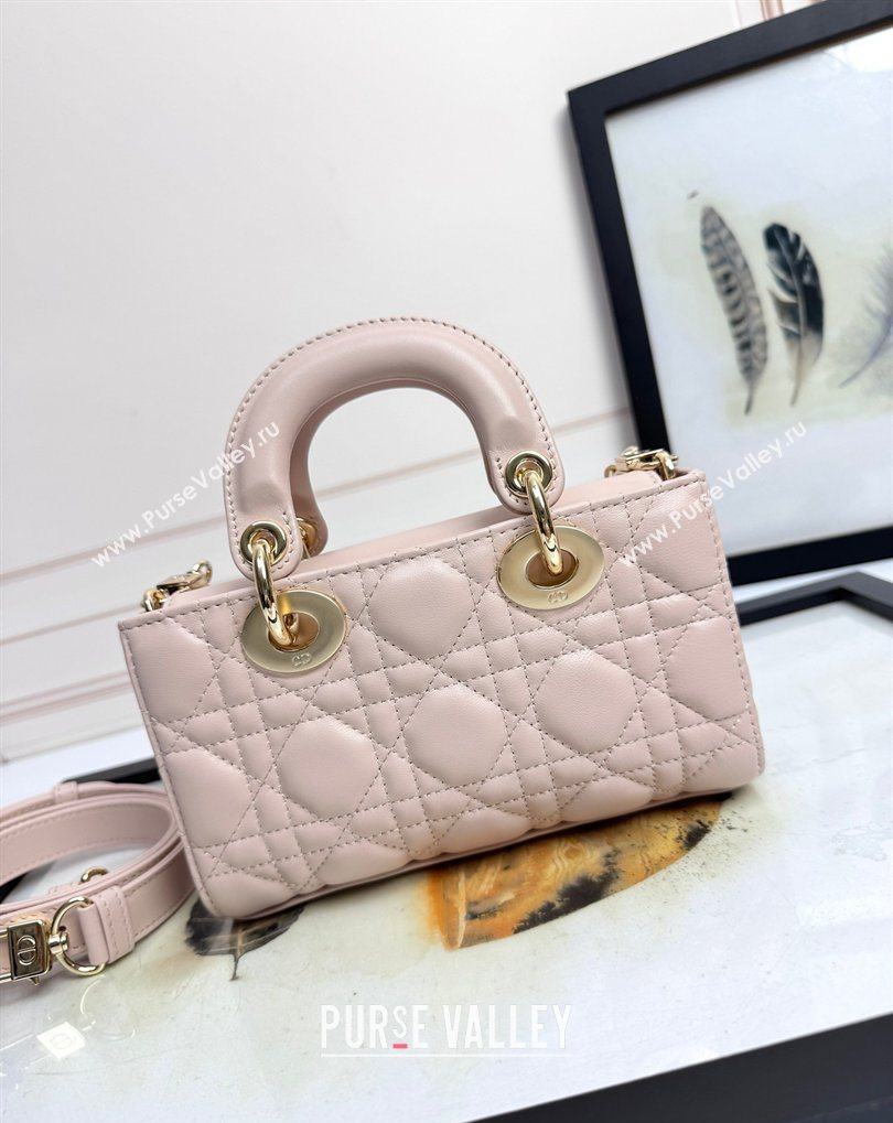 Dior Mini Lady D-Joy Bag in Cannage Lambskin with Bow Blush Pink 2026 D9240 (XXG-260408090)