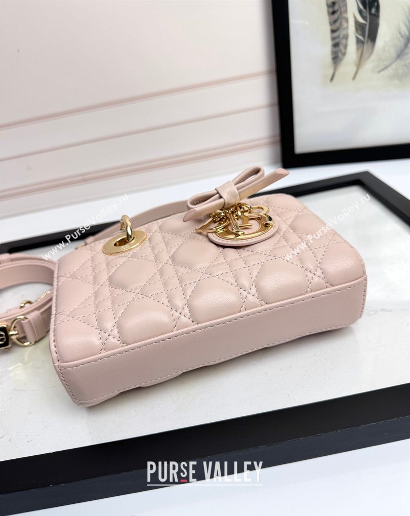 Dior Mini Lady D-Joy Bag in Cannage Lambskin with Bow Blush Pink 2026 D9240 (XXG-260408090)