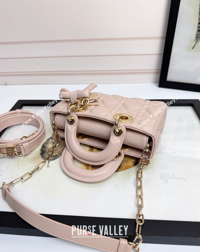 Dior Mini Lady D-Joy Bag in Cannage Lambskin with Bow Blush Pink 2026 D9240 (XXG-260408090)