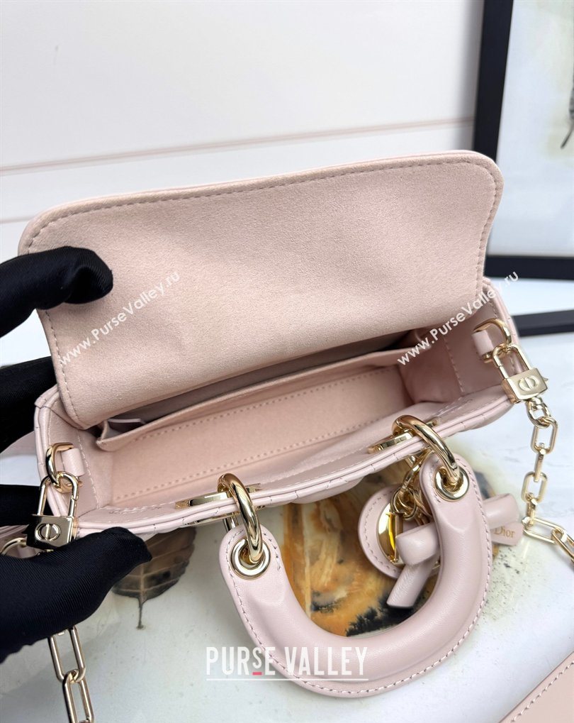 Dior Mini Lady D-Joy Bag in Cannage Lambskin with Bow Blush Pink 2026 D9240 (XXG-260408090)