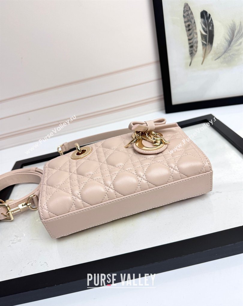 Dior Small Lady D-Joy Bag in Cannage Lambskin with Bow Blush Pink 2026 D9240 (XXG-260408091)