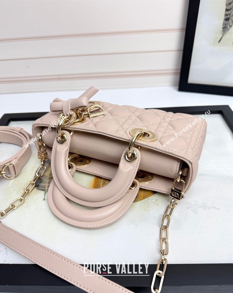 Dior Small Lady D-Joy Bag in Cannage Lambskin with Bow Blush Pink 2026 D9240 (XXG-260408091)
