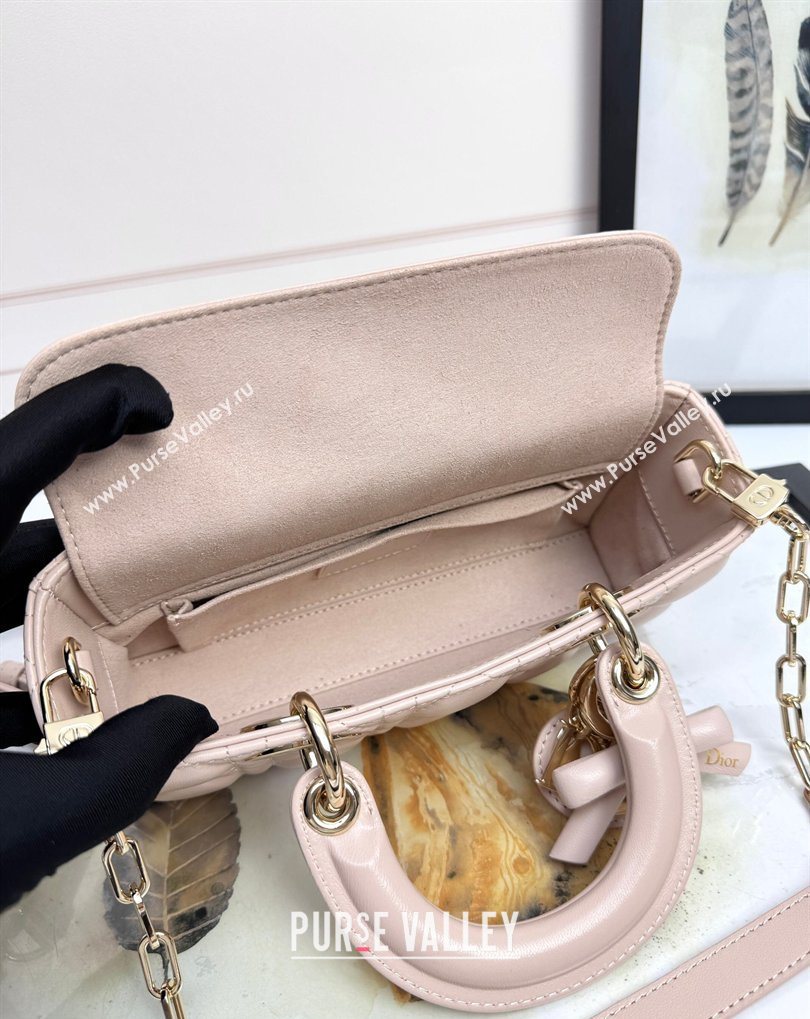 Dior Small Lady D-Joy Bag in Cannage Lambskin with Bow Blush Pink 2026 D9240 (XXG-260408091)