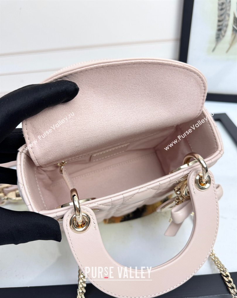 Dior Mini Lady Dior Bag in Cannage Lambskin with Bow Blush Pink 2026 D6603 (XXG-260408092)