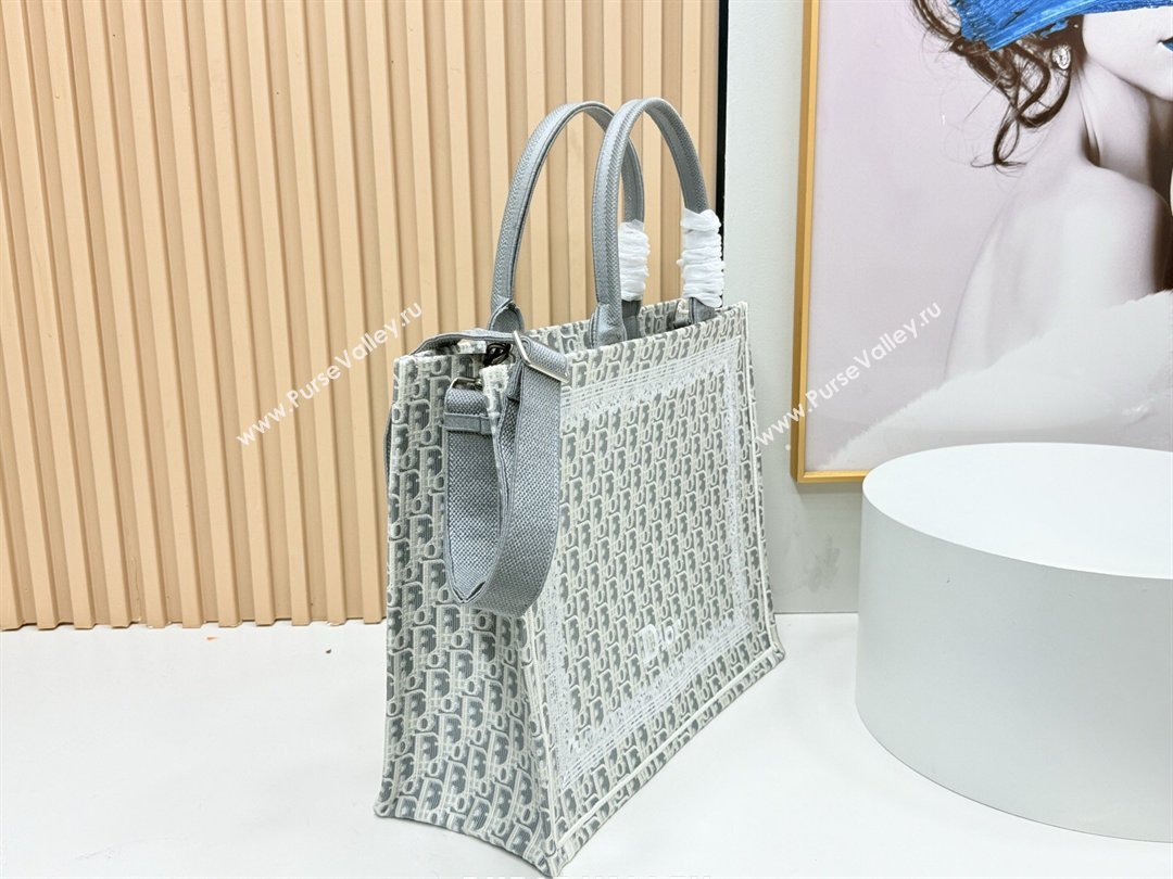 Dior Mens Large Book Tote Bag in Latte White and Grey Dior Oblique Embroidery and White Lace 2026 8833 (BF-260408113)