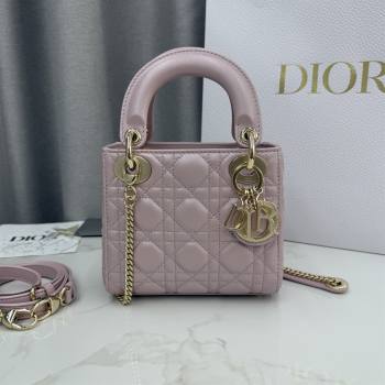 Dior Classic Mini Lady Dior Bag in Cannage Lambskin Pearly Pink 2026 M0505 0409 (BF-260409025)