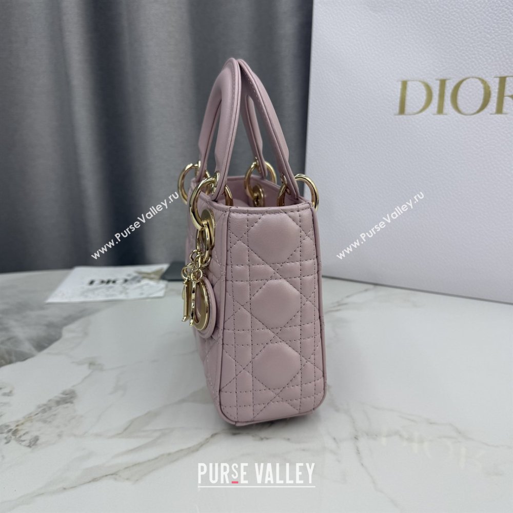 Dior Classic Mini Lady Dior Bag in Cannage Lambskin Pearly Pink 2026 M0505 0409 (BF-260409025)